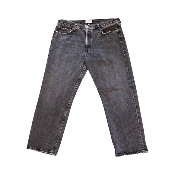 AGOLDE Wyman Mid Rise Straight Leg Vintage Ankle Faded Black Denim Jean Size 32 - Picture 3 of 12